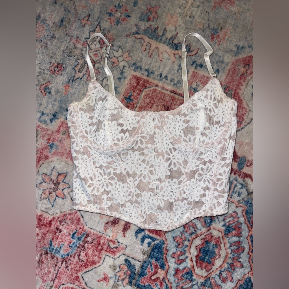 White Fox white lace corset top